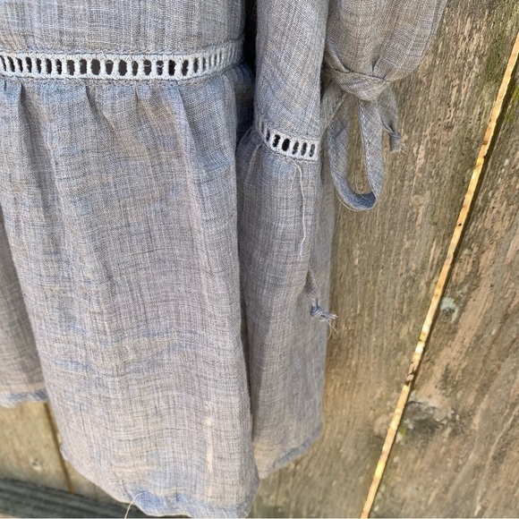 CRESCENT gauzy flowy skirt empire waist baby doll dress tie sleeve spring summer - Picture 8 of 17